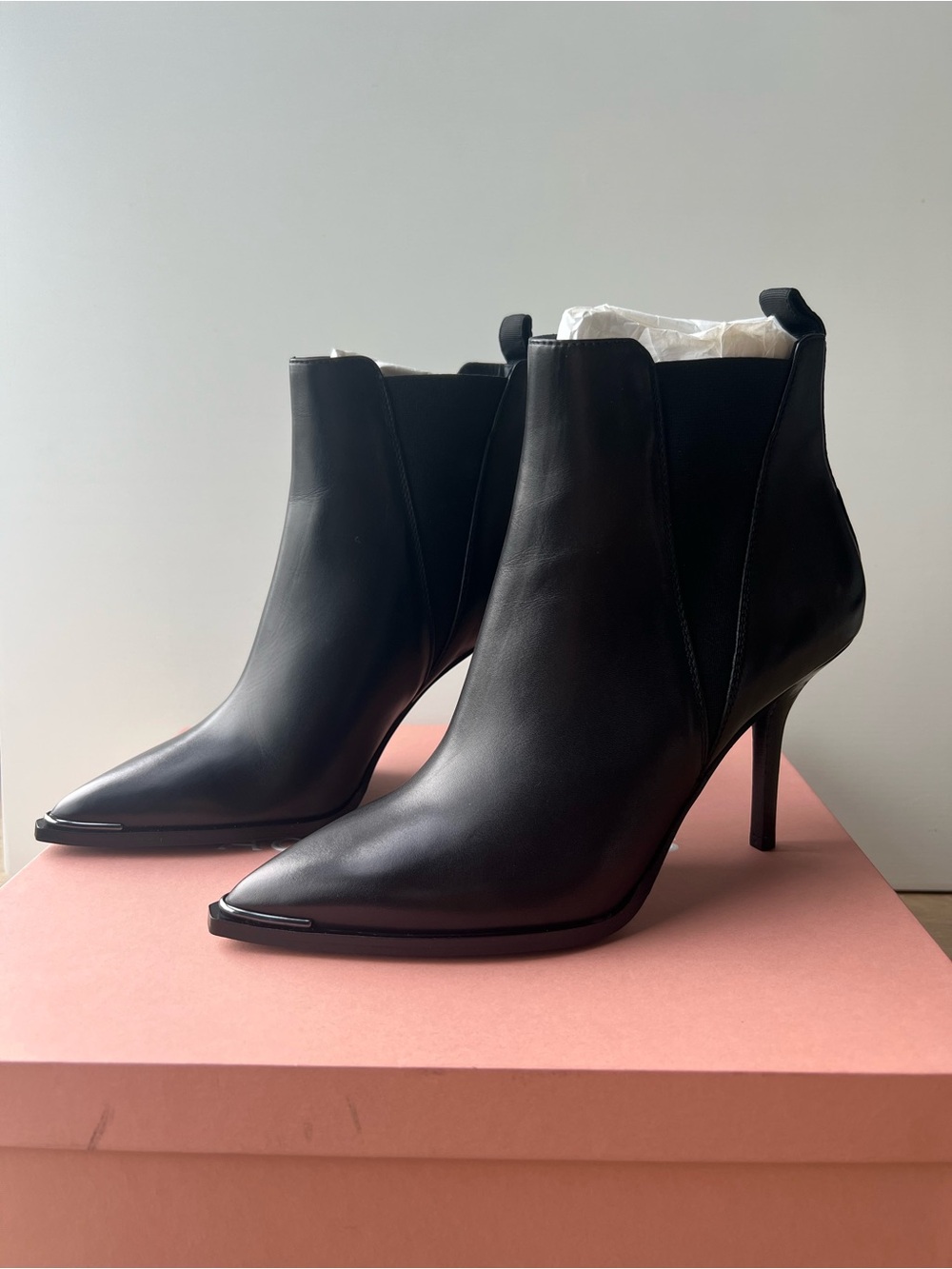 Acne Studios NWB Black Pointed Toe Leather Ankle Boots